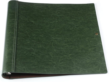 Teling Leather 3 Ring Binder Holds 8.5 x 11 Inch Paper Binder Organizer Vintage Faux Leather Portfolio Folder Planner for Office Home Document Photo Diary Supplies (Dark Green)