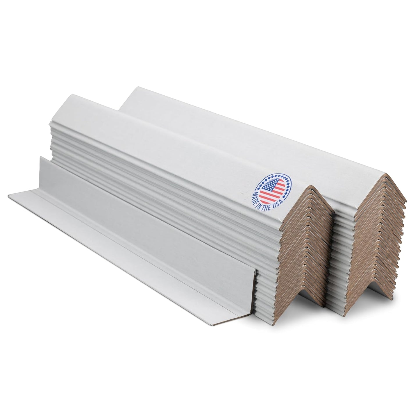 IDL Packaging Cardboard Edge Protector 2" X 2" X 18", Pack of 50 - V-Board Reinforced Cardboard Corners for Shipping - White Kraft Cardboard Corners for Packing - Moving Corner Protectors