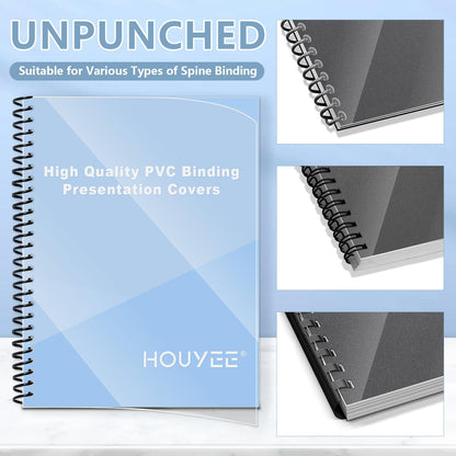 HOUYEE 200 Pack 7 Mil PVC Binding Presentation Covers, Clear Report Covers for Binding,8-1/2 x 11 Inches, Letter Size