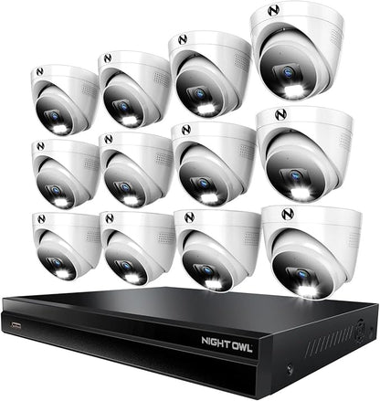 Night Owl 2-Way Audio 32 Channel 12MP NVR with 16TB HDD and 12 Wired IP 4K Deterrence Dome Cameras