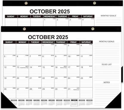 GuassLee Desk Calendar 2025, 2 Packs, 19 Months Calendar 17" × 11.5" Desk Calendar from June. 2025 to December. 2026 with Julian Date, To-do List, Notes, Monthly Goals, for Home School Office