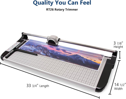 United Office Products RT26 Commercial Rotary Paper Trimmer, Sturdy Metal Base, 26" Cut Length, 15 Sheet Capacity, Paper Cutter for Offices, Schools and Crafts