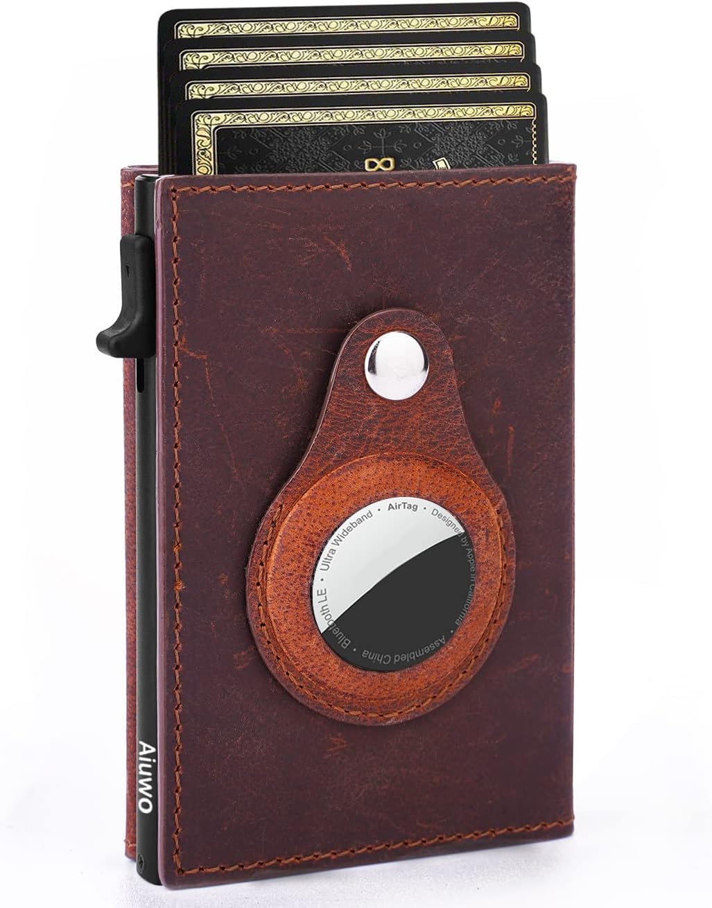 Aiuwo Airtag Wallet for Men,Mens Wallet Card Holder,Smart,Slim,Minimalist Wallet,Credit Cards Holder RFID Blocking Wallet (Airtag Wallet, Crazy Horse Brown)