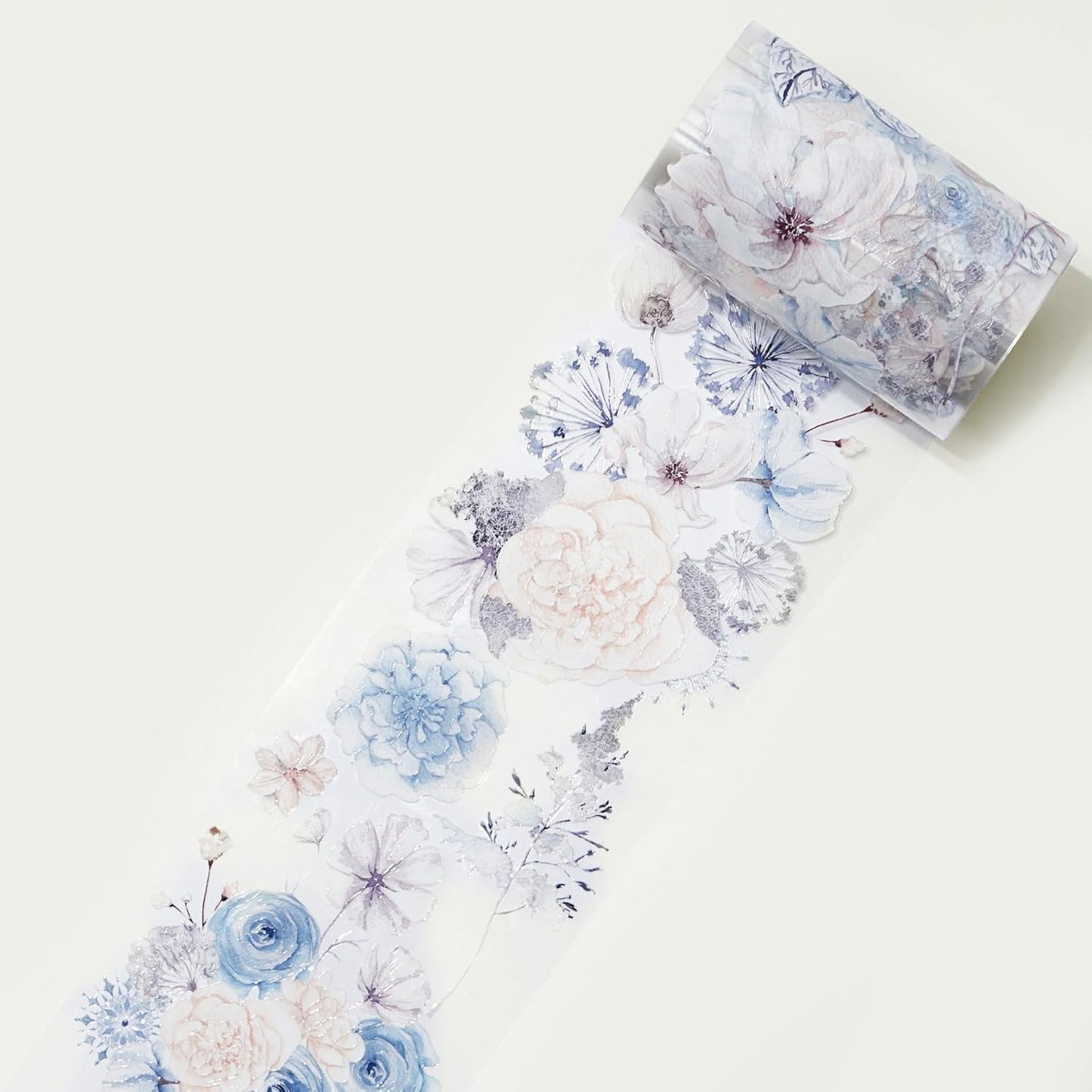 WT Frozen Wide PET Tape, Single Roll, Original Designs, Vintage Floral Decorative Tape, Transparent Adhesive Craft Tape for Journals, Scrapbooks, Bujo Planners, DIY Supplies, Holiday Gifts