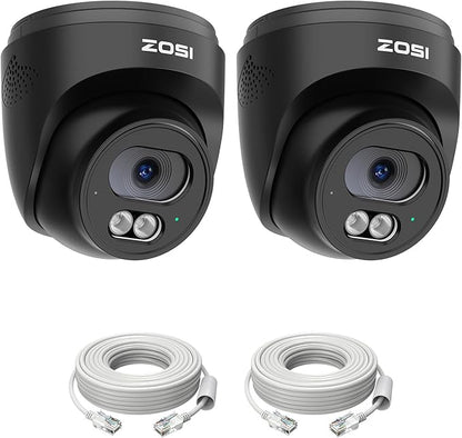 ZOSI C220 2Pack 4MP 2.5K QHD Add-On PoE IP Camera Outdoor, 1440p Surveillance Outdoor Camera to Home Security System, Only Work with ZOSI PoE NVR, 100ft Night Vision, AI Human Detection, Two-Way Audio