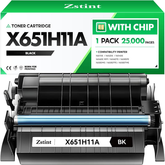 X651H11A Black Toner Cartridge with chip High Yield 1-Pack Replacement for Lexmark X651H11A Toner Compatible with Lexmark X651DE X652DE X654DE X656DE X656DTE X658DFE X658DME X658DTFE X658DTME Printer