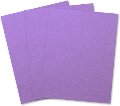 Binditek 100 Pack Grain Texture Paper Binding Presentation Covers, 8-1/2 x 11 Inches, 12Mil, 85lb, Un-Punched, Letter Size, Purple, Office Supplies