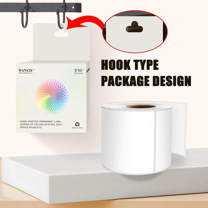 3 x 5 Inch 250Pcs Rectangle Color Coding Stickers,Strong Adhesion Easy to Write Label for Moving,Box Organization,Inventory,Business,White