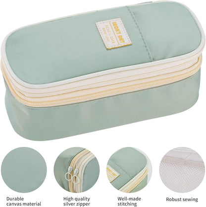 Dugio Big Pencil Case for Girls Organizer Pencil Bag with Zipper Pencil Pouch for School Teens Kids Aesthetic Large Pencil Pouch Green