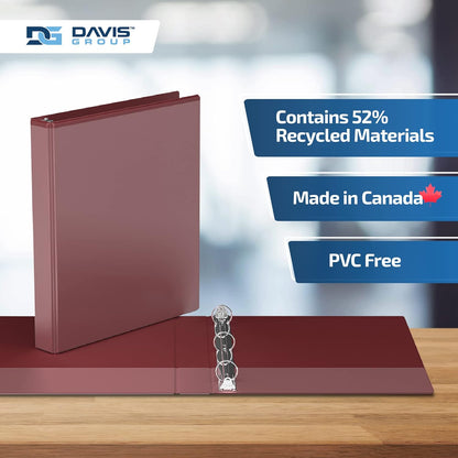 Easyview Premium 3-Ring Binders with Clear-View Covers and Round Rings, Binders for School or Office, 1 Inch, Pack of 6, Burgundy