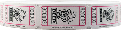 INDIANA TICKET CO. 2,000 White Beer Tickets – Raffle & Event Ticket Roll Perfect for Fundraisers, Prize Drawings, Door Entry, Parties, Drink/Food Tickets & More (4-Color Selection)