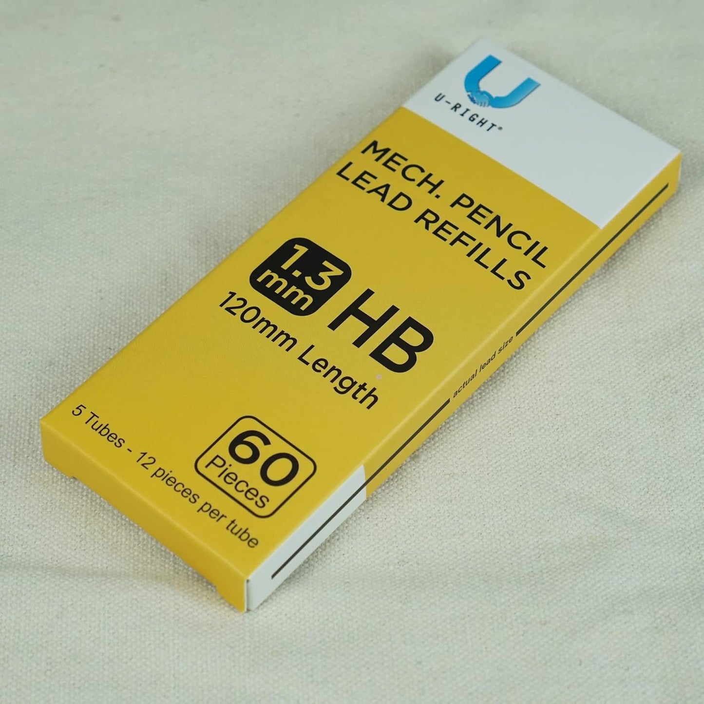 60 Pcs 1.3 mm Lead Refills for Mechanical Pencil, Break Resistant Weatherproof, 120 mm Length, 12 Pcs/tube, 5 Tubes