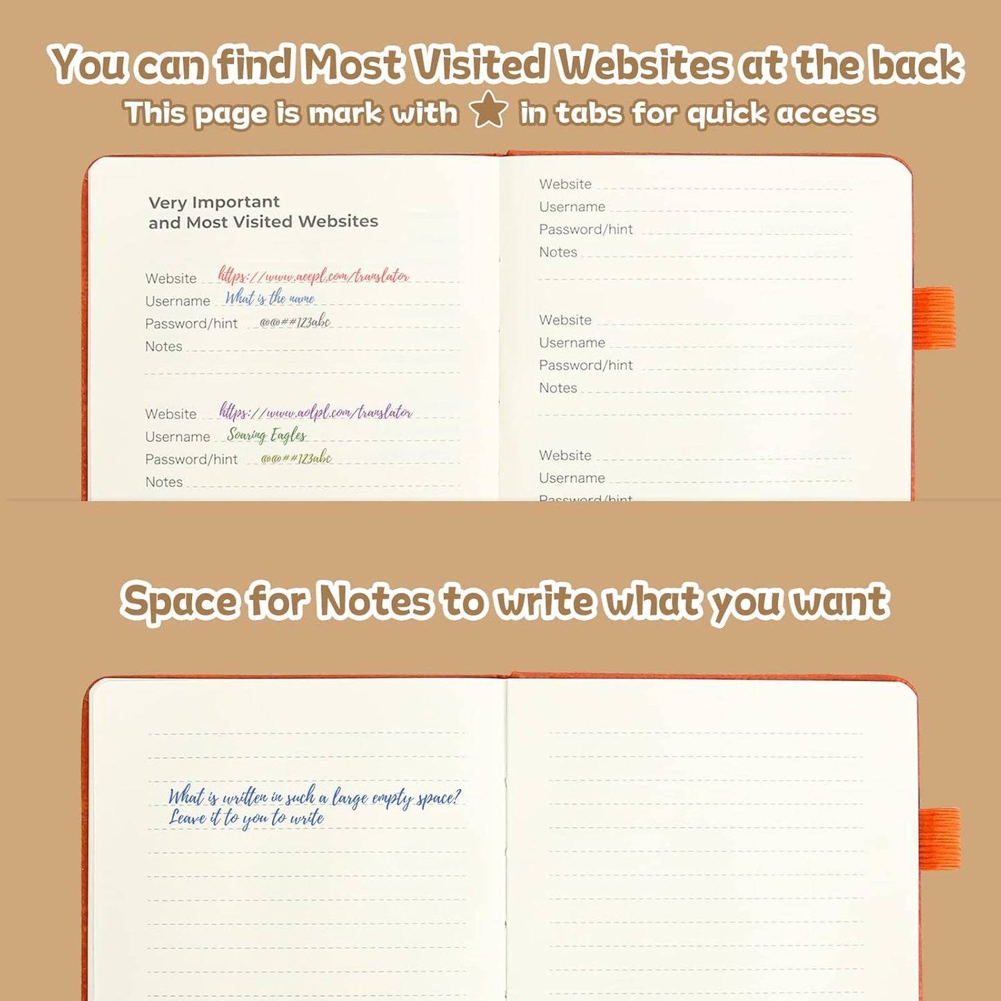 DAOFARY Password Book with Alphabetical Tabs - Small Password Keeper Book (5.6 * 4.3 in) with Inner Pocket, Hardcover Password Keeper Notebook for Log Internet Website Information (Red)