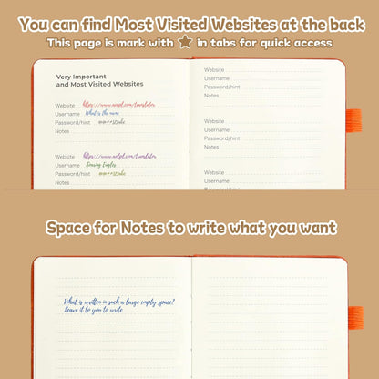 DAOFARY Password Book with Alphabetical Tabs - Small Password Keeper Book (5.6 * 4.3 in) with Inner Pocket, Hardcover Password Keeper Notebook for Log Internet Website Information (Dark Blue)