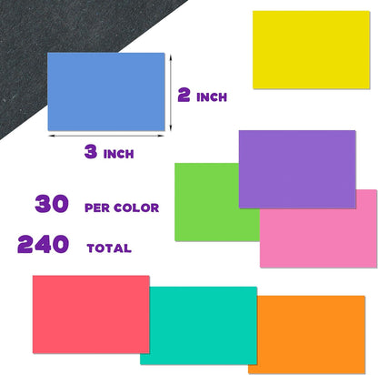 240 PCS Colored Labels Stickers 3 x 2 Inch Rectangular Moving Labels 8 Colors Large Color Coding Labels - Light Color