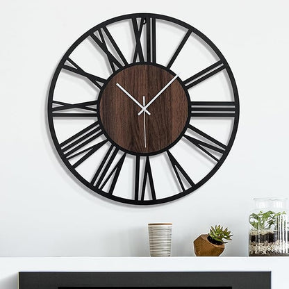 24 Inch Large Metal Wall Clock with Voice and Light Sensor Night Light, Glow in The Dark Non-Ticking Silent Battery Operated Decorative Oversized Wall Clock for Bedroom Living Room Decor