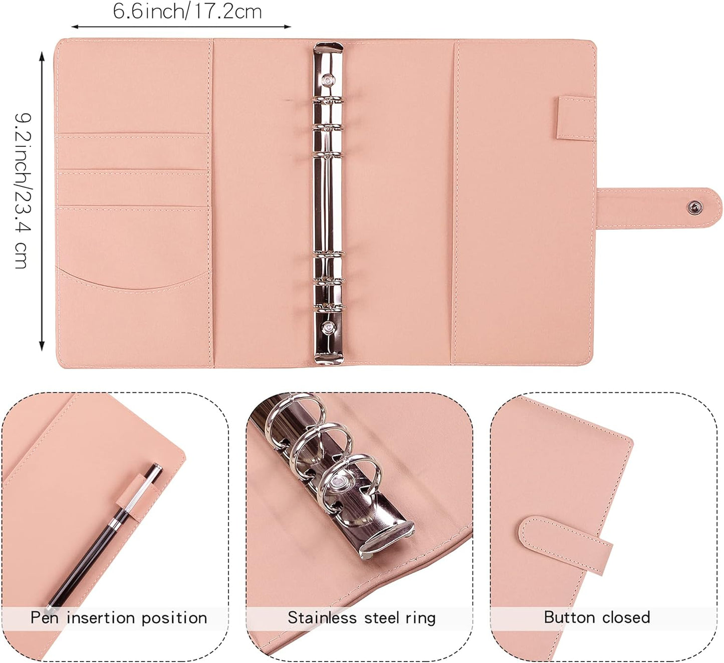 Money Saving Binder, Savings Challenges Book with for Cash Envelopes, 12pcs Zipper Envelopes A5 Budget Binder, Budget Planner for Managing Budgets and Saving Money (Pink-9.2IN)