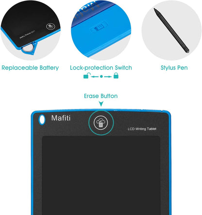 Mafiti LCD Writing Tablet 8.5 Inch Electronic Writing Drawing Pads Portable Doodle Board Gifts for Kids Office Memo Home Whiteboard Blue