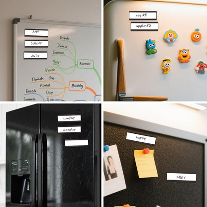 50 Pack Magnetic Label Holders, 'C' Channel Magnets Card Holders with Dry Erase Insert Label Card for Metal Racks and Shelves (1" x 3")