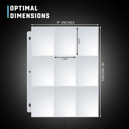 9-Pocket Card Sleeves Binder Sheets, 70 Count – Clear PVC-Free, Acid-Free Protector Sheets for Pokémon, YuGiOh, MTG, TCG, Game & Sports Cards