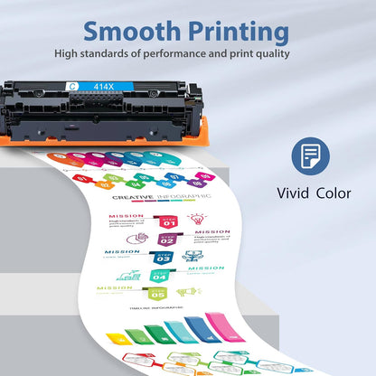 414X Toner Cartridges 4 Pack High Yield: MFP M479fdw - Compatible 414A 414X W2020A W2020X Toner Cartridges with Color Laserjet Pro M479fdn M454dw M454dn M454 M479 Printer Ink(B/C/Y/M) 4 Pack