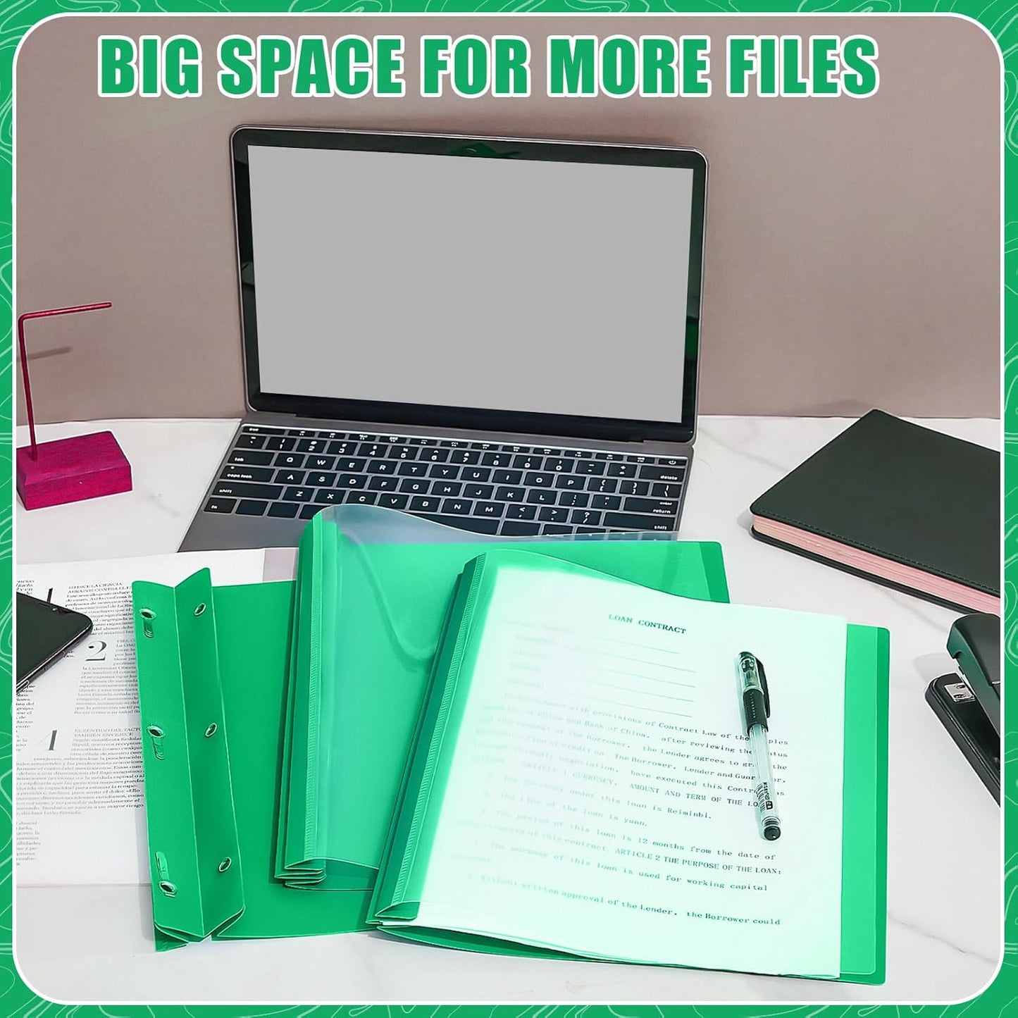 Teling 48 Pcs Clear Front Report Covers with Prongs Plastic Presentation Folders 3 Prong Resume Portfolio Folder for School(Green)