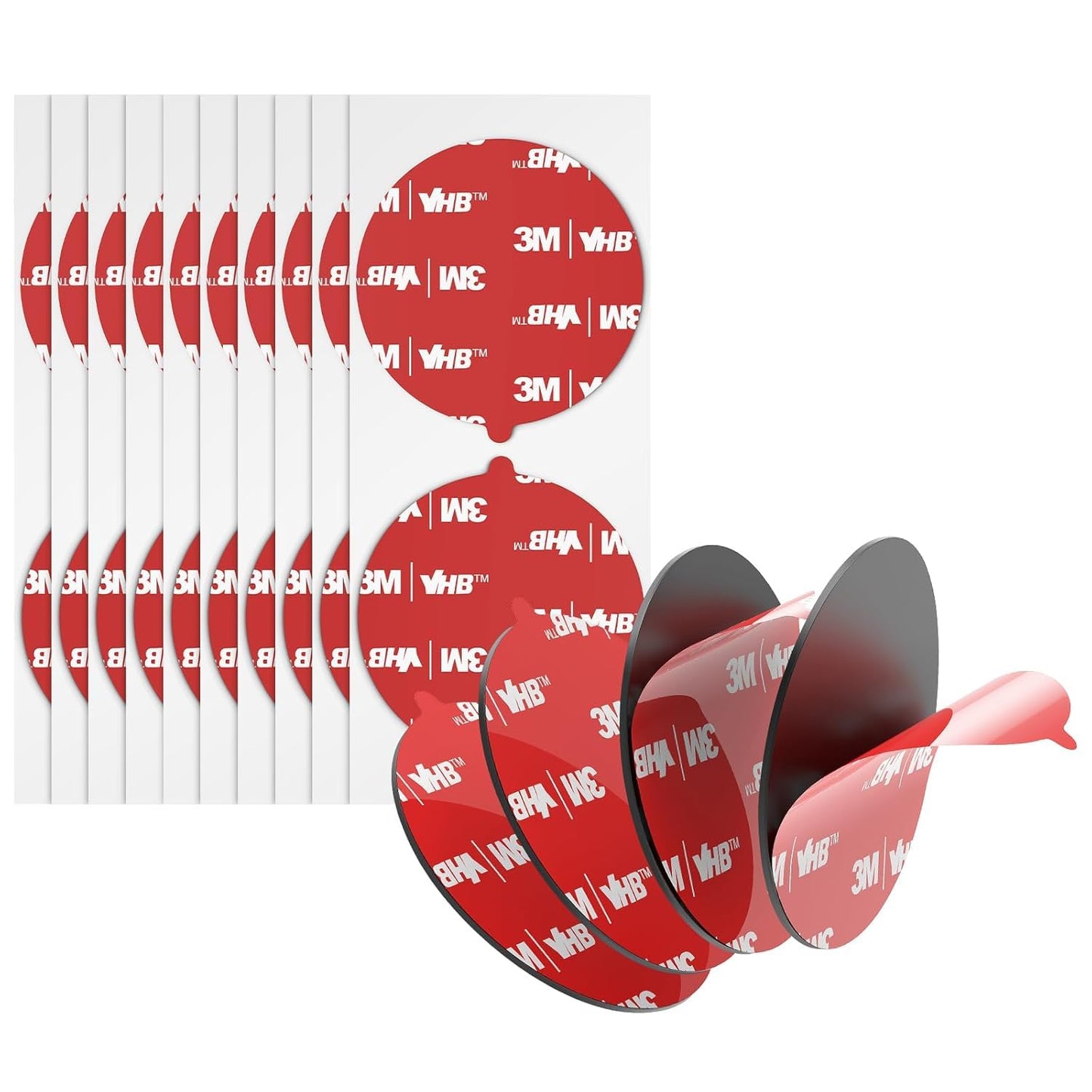 Bulina Double Sided Adhesive Pads Heavy Duty VHB 2" Diameter 20 PCS Round Black 5925 Sticky Mounting Foam Tape Strong Adhesive Waterproof for Home Office Car Deco