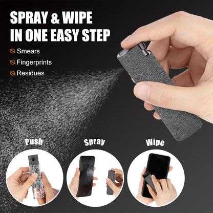 walrfid Car Screen Cleaner Spray and Wipe, Laptop Touchscreen Mist Cleaning Kit for Electronics Computer, iPad, CellPhone, MacBook, TV, Monitor, Tablet, Kindle Display, with White Graffiti Case - Grey