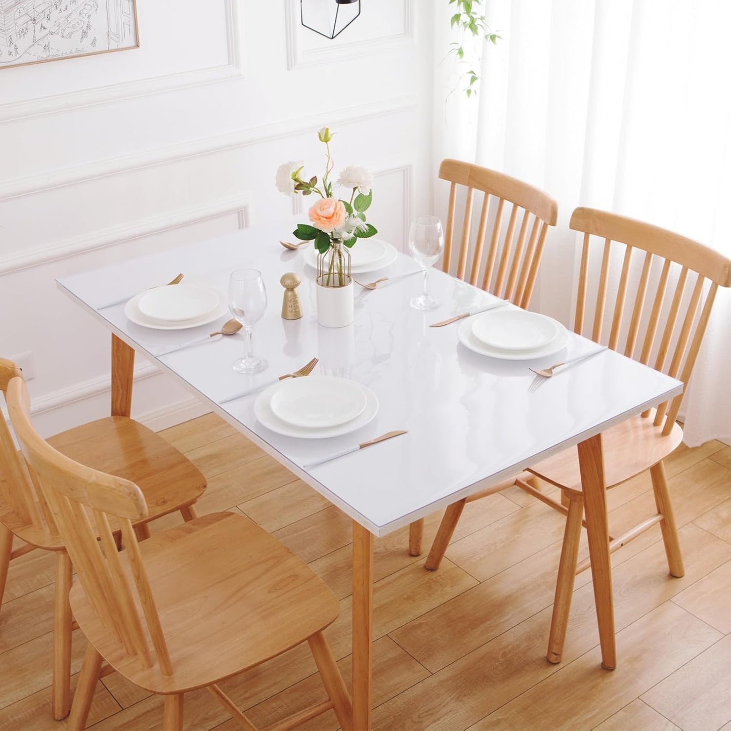 40 x 96 Inch Clear Table Cover Protector, Clear Table Protector for Dining Room Table, 1.5mm Plastic Table Cover, Waterproof Table Pad for Kitchen, Office