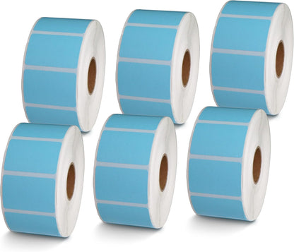 BETCKEY - 1.5" x 1" All Purpose & Address Labels Compatible with Zebra & Rollo Label Printer,Premium Adhesive & Perforated[Light Blue, 6 Rolls, 7800 Labels]