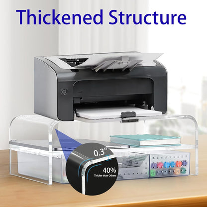 Acrylic Clear Desk Organizers and Accessories, 2-Tier Computer Monitor Stand Riser with Drawer, Laptop Stand, Office Desk Accessories for Office Supplies, Transparent