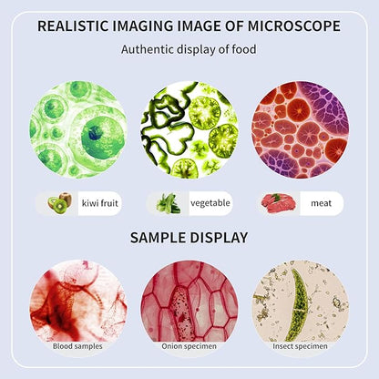 Microscope 40x-2000x Magnification with up and Down LED Lights, Double-Layer Stage, Primary and Secondary School Students, Children's Compound Microscope (Single) (WiFi Electronic Eyepiece)