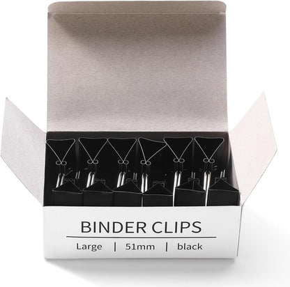 Eclirgan 1.9-Inch Large Binder Clip with Heavy-Duty/Folding/Rust-Resistant,48-Pack Thick Metal Office Clip in 4 Boxes,Black Paper Clamps for School/Outdoor Use/Office/Home