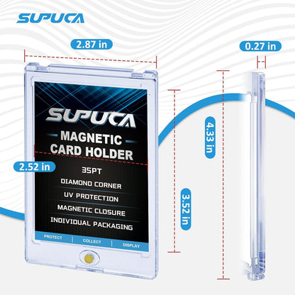 50ct Magnetic Card Holder 35PT, One Touch Card Holder for Trading Card, Card Protectors Hard Plastic, Card Sleeves Display Case for Baseball Card Sports Cards