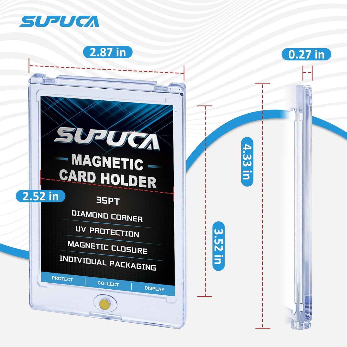 100ct Magnetic Card Holder 35PT, One Touch Card Holder for Trading Card, Card Protectors Hard Plastic, Card Sleeves Display Case for Baseball Card Sports Cards