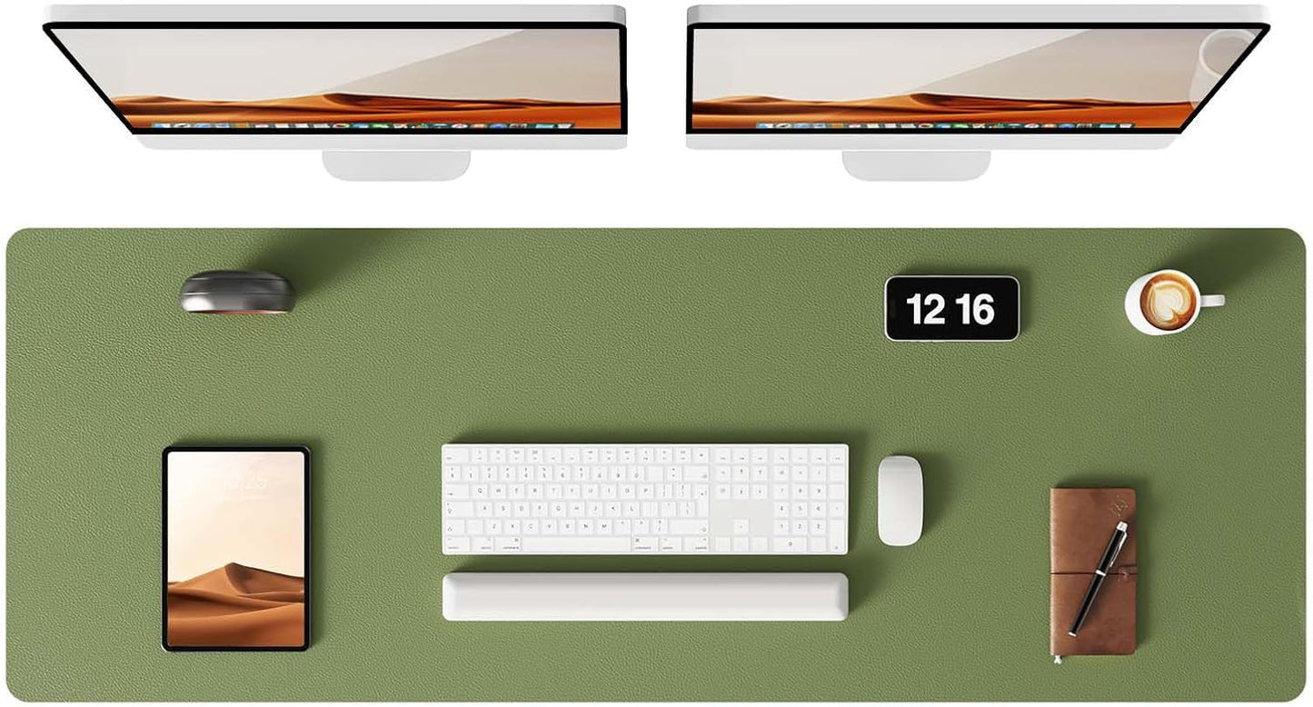 YSAGi Leather Desk Pad Protector, Office Desk Mat, Large Mouse Pad, Non-Slip PU Leather Desk Blotter, Laptop Desk Pad, Waterproof Desk Writing Pad for Office and Home (Green, 47" x 17")