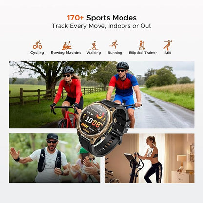 DOOGEE Anywise W1 Mens Smart Watch, 5ATM Dual-Band GPS Fitness Tracker, 1.43'' Smart Watches for Android and iPhone, 170+ Sports Modes, Answer/Make Calls/18 Days Battery/Led Flashlight/Compass/2 Strap