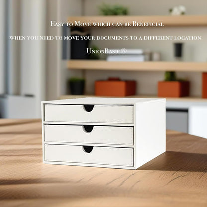 UnionBasic Document Organizer, 3-Drawer File Cabinet Document Storage Box, Office Desktop Filing Organizer, White
