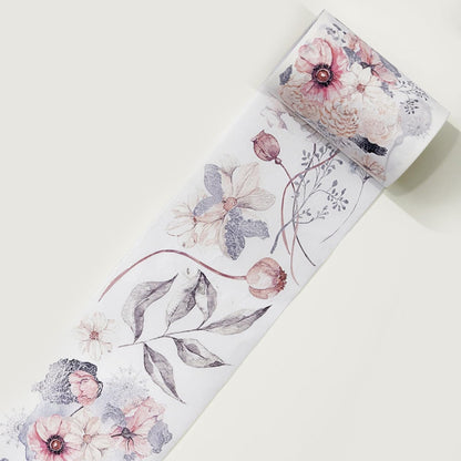 WT Frostbloom Wide Washi Tape, Single Roll, Original Design, Pastel Pink Floral Design, Decorative Masking Tape for Arts, DIY Crafts, Journals, Planners, Scrapbooks