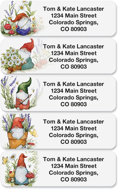 Colorful Images Forest Gnomes Rolled Personalized Return Address Mailing Labels with Dispenser, Customize with Name & Shipping Address, 500 ¾” x 2½” Self Adhesive, Easy Peel Label Roll