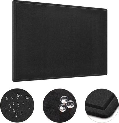 Large Bulletin Board - 60 x 36 Inches, Foldable Decorative Felt Board for Wall Photo Display Board with Self-Adhesive Tape, Includes 36 Push Pins - Black