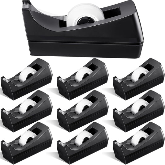 10 Pack Desktop Tape Dispenser Tape Roll Non Skid Base Tape Dispensers for Office Home School (Tape Not Included)