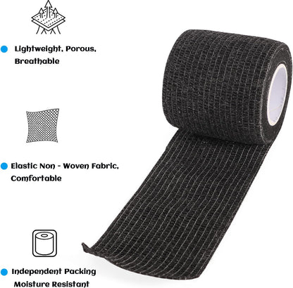 36 Rolls Elastic Self Adhesive Bandage Wrap 2 Inch, Breathable Non Woven Cohesive Bandage, Vet Wrap for Dogs, Ankle Sprains Swelling Medical First Aid Tape, Sports Athletic Tape Black