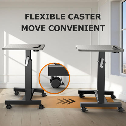 Mobile Standing Desk with Wheels,Rolling Standing Desk,Laptop Standing Desk Height Adjustable, Mobile Computer Desk,Mobile Rolling Desk,sit Stand Workstation,Black, SJZ-01