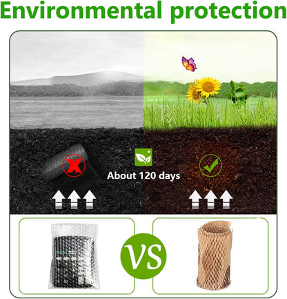 Honeycomb Packing Paper Wrap 15" x200' Sustainable Alternative to Bubble Cushioning Wrap for Moving/shipping/packing Roll with 20 Fragile Sticker Biodegradable & Fully Recylable