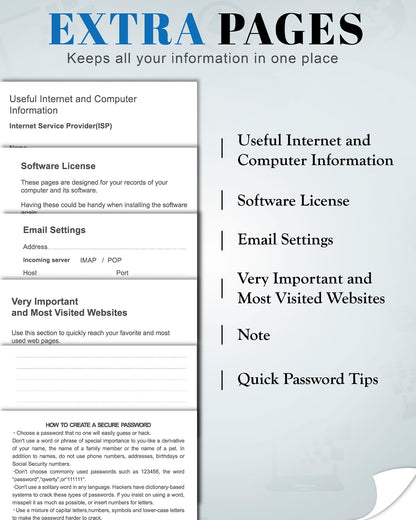 Password Keeper Book with Colorful Alphabetical Tabs, Hardcover Password Log-book for Internet Password and Website Address, 5.8"×8.4" Password Notebook for Home Office (Black)