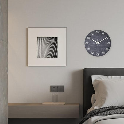 XNM Black Math Clock for Classroom Glass Small Wall Clocks Battery Operated 12 Inch Round Silent Wall Clock Non Ticking