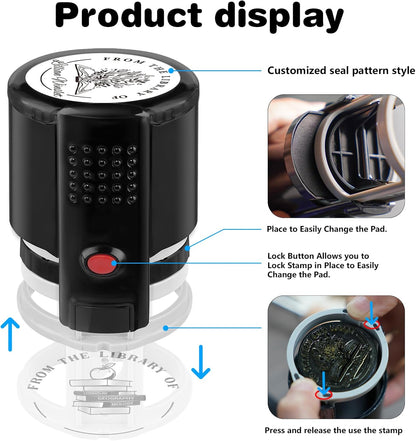 Custom Self-Inking Stamps | Personalized Book Stamp Gift for Book Lovers | 5 Ink Colors (Style02)