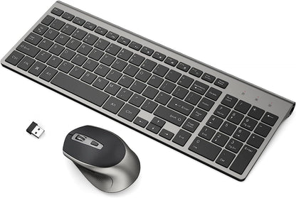 Wireless Keyboard Mouse Combo, J JOYACCESS 2.4G Ergonomic Computer Keyboard,Ergonomic Wireless Mouse for PC,Windows, Laptop, Desktop, Chromebook,Mac-Grey