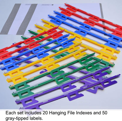 Ultimate Office MagniFile Insertable Hanging File Folder Tabs. Indexes That Double The Size of Your File Titles to Find Files Fast! (Set of 20), Assorted